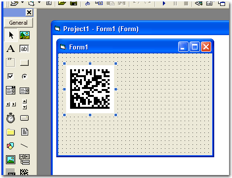 DataMatrix Barcode ActiveX on the Visual Basic form