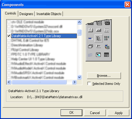 DataMatrix Barcode ActiveX object