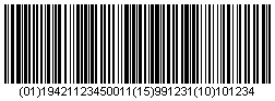 EAN-128 Including Article Number, Best Before Date and Batch Number barcode